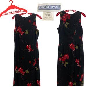 Black floral print dress